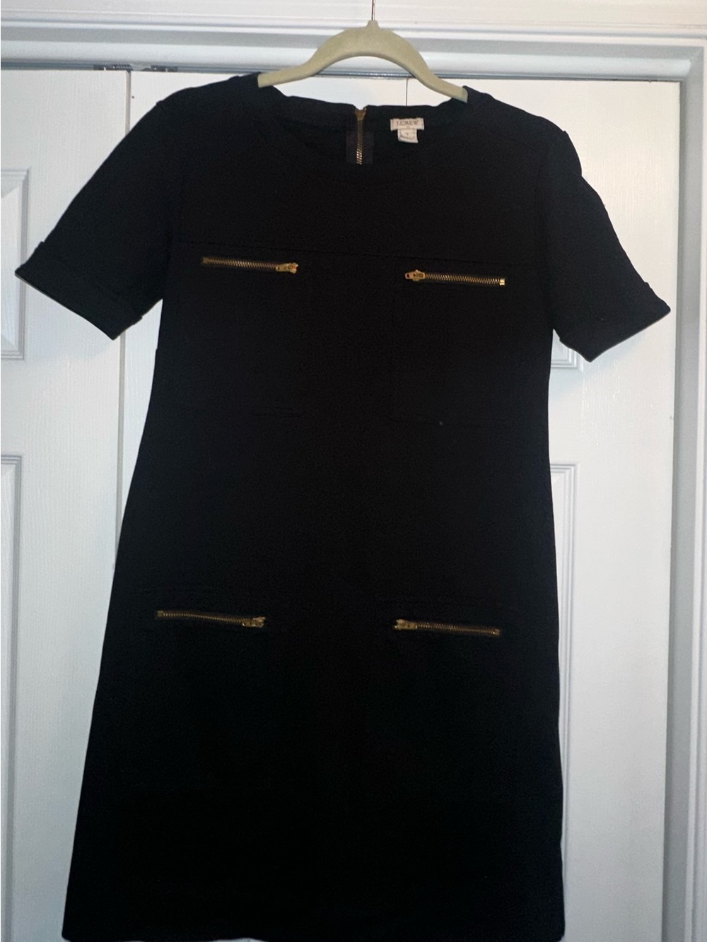 J Crew Black Zipper Ponte Mini Dress with Gold Zipper Hardware Dress Size 2 - Picture 11 of 11
